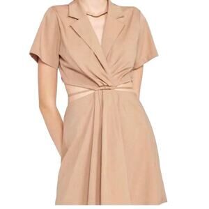 EN SAISON Women’s Beverly Short Sleeve Mini Dress with cutouts in‎ beige-Size M